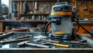 découvrez comment utiliser un aspirateur de chantier pour faciliter l’électrolyse et le nettoyage efficace des outils rouillés, afin de restaurer leur performance et prolonger leur durée de vie.